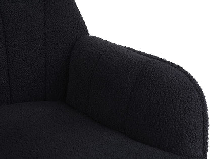 Golden-Legged Black Teddy Chair for Home Office