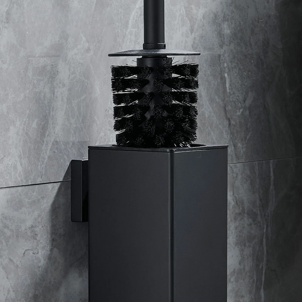 Sleek Black WallMount Toilet Brush  Modern Durable Design