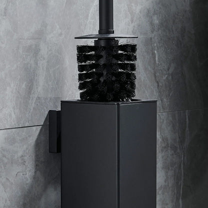 Sleek Black WallMount Toilet Brush  Modern Durable Design