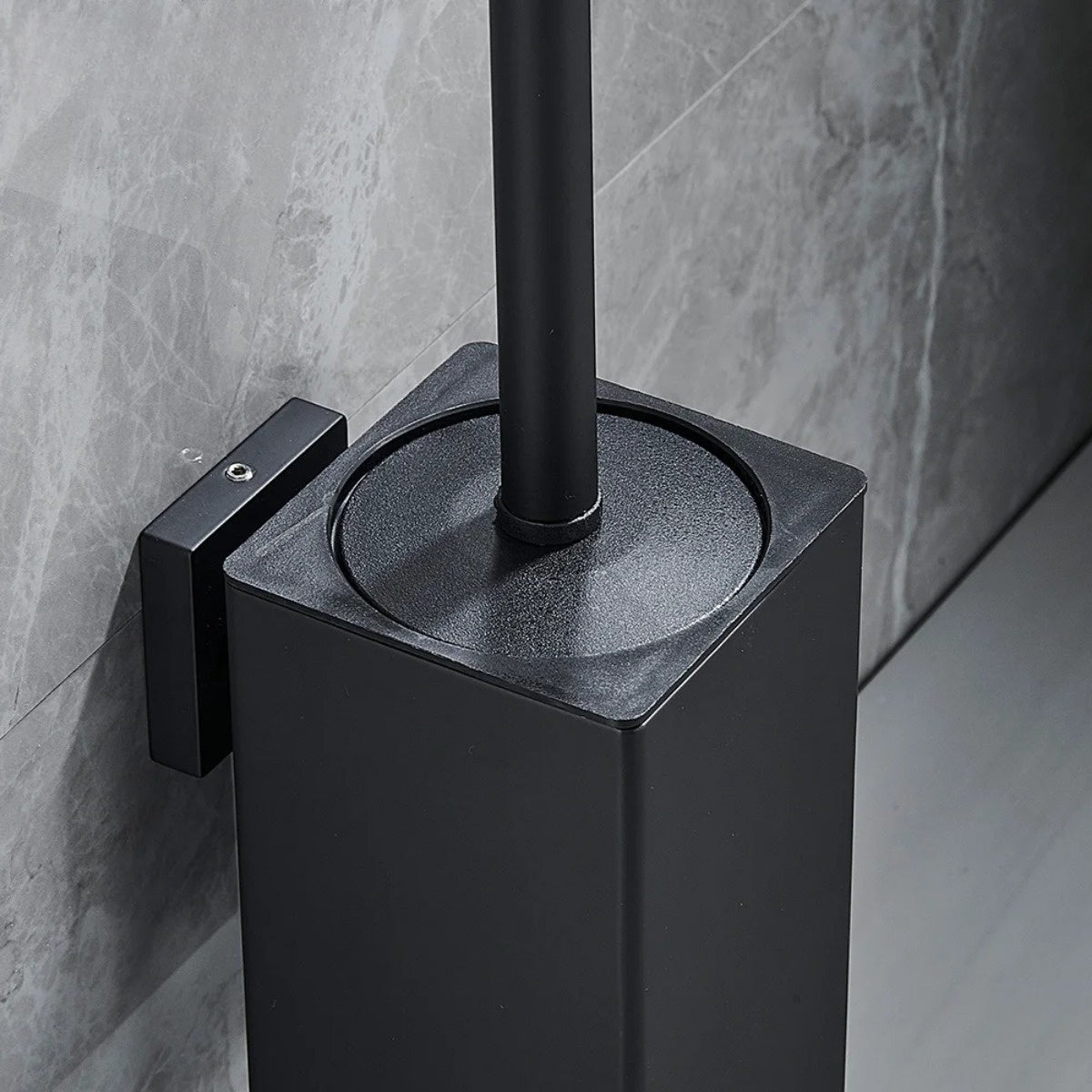 Sleek Black WallMount Toilet Brush  Modern Durable Design