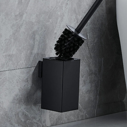 Sleek Black WallMount Toilet Brush  Modern Durable Design