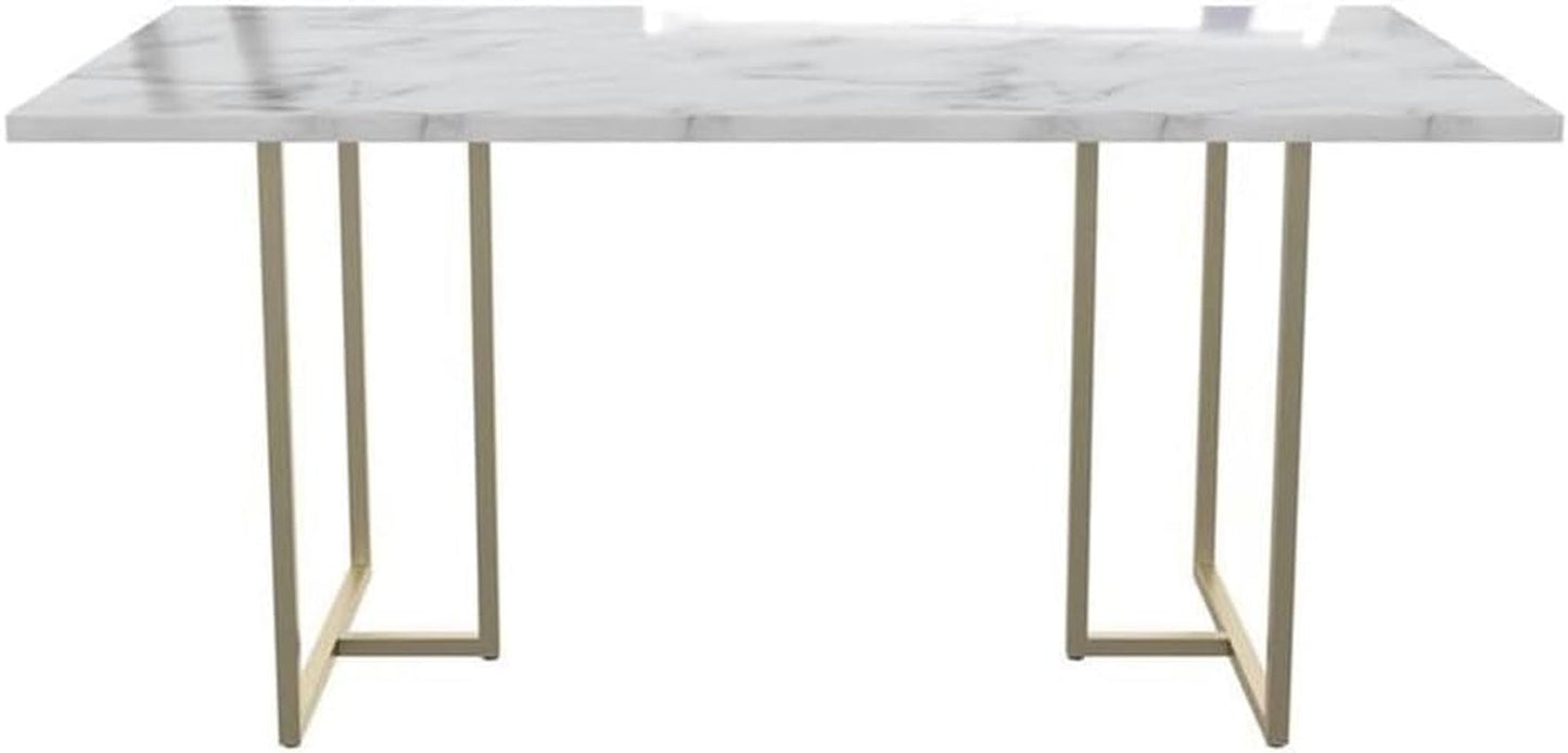 Cosmoliving Astor Dining Table, White Marble Top with Gold Legs