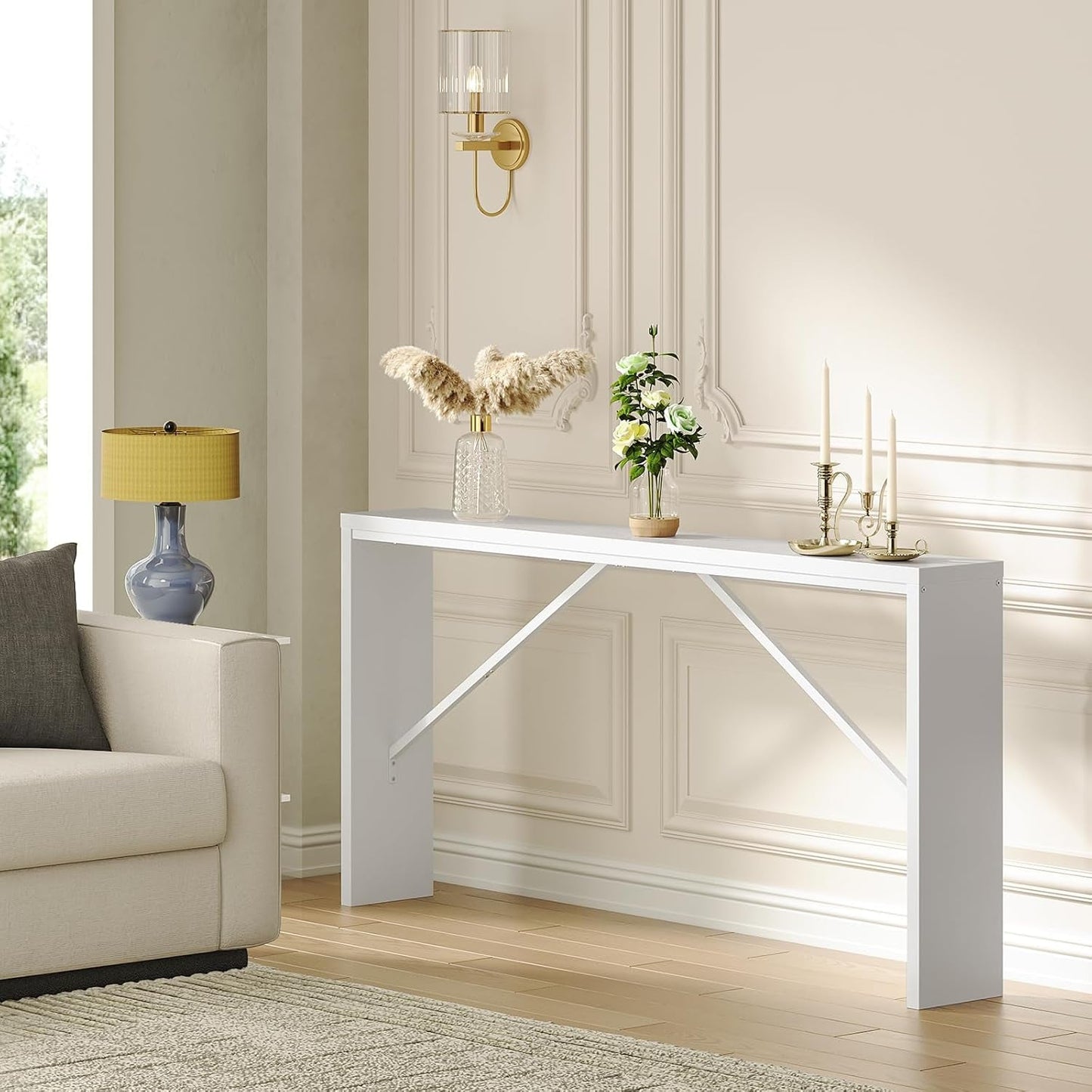 Console Table, 62.2" Long Sofa Table behind Couch, Narrow Entryway