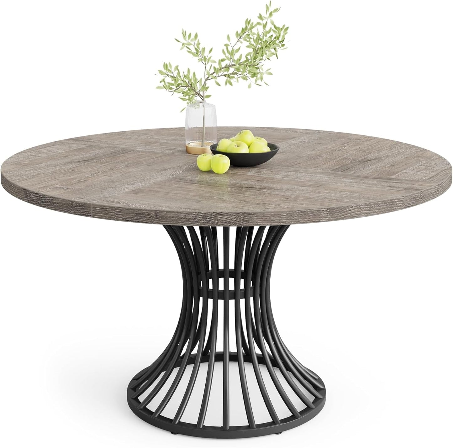 Round Dining Table for 4-6 People, 47-Inch Grey