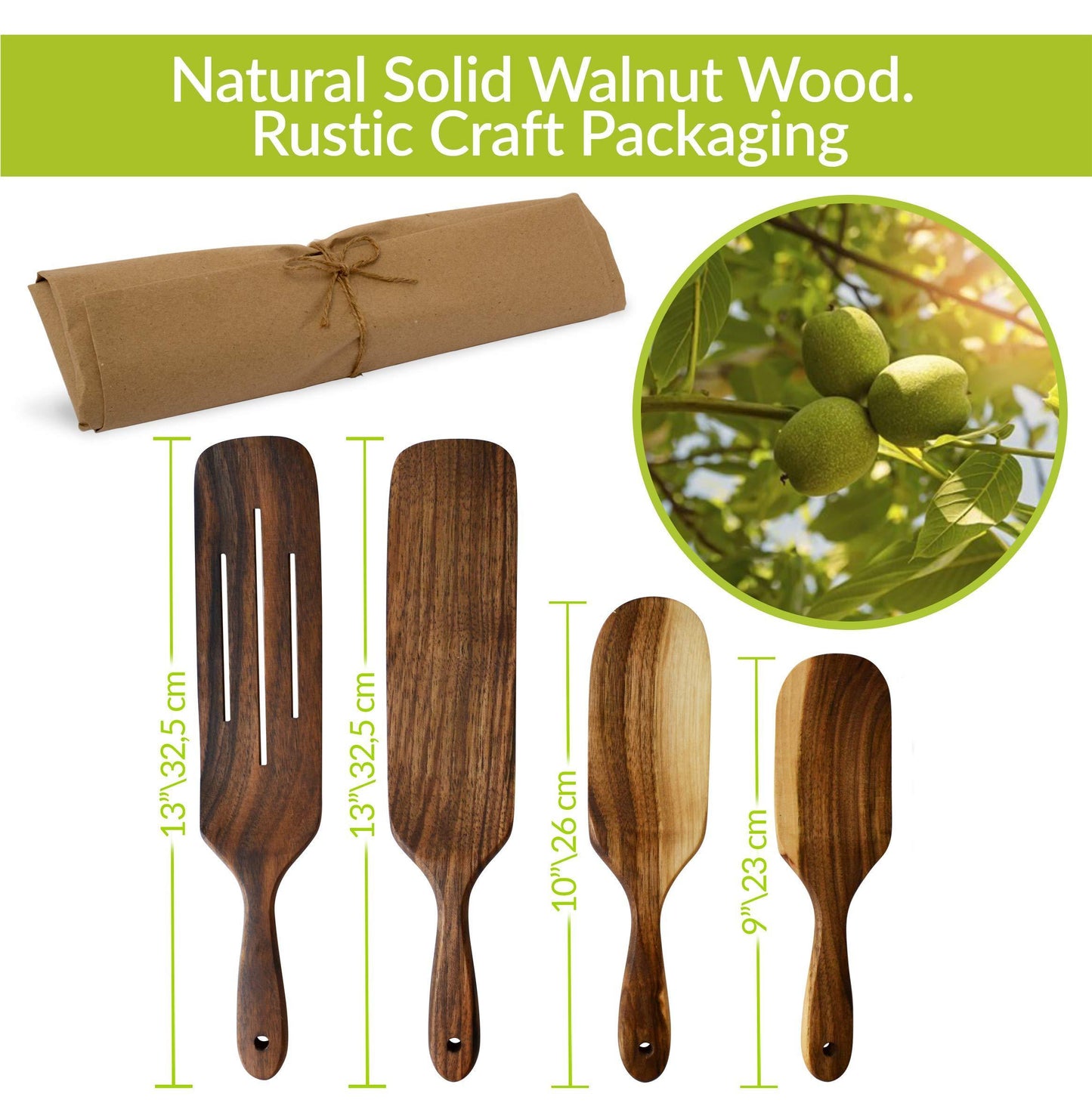 MyFancyCraft Walnut Wood Wooden Spoons for Cooking Kitchen Utensils