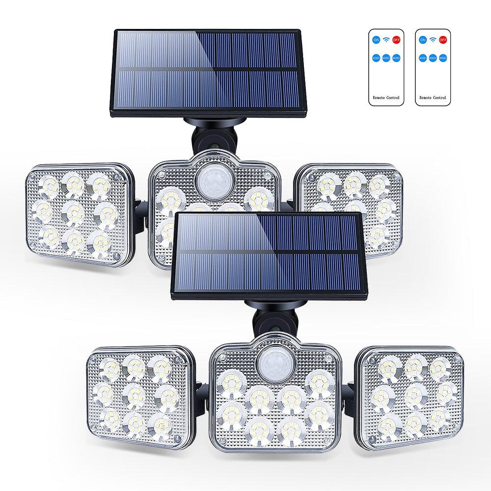 Solar Outdoor Lights 138 LED 3-Head Adjustable 360°Rotating Wide-Angle