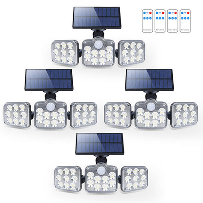 Solar Outdoor Lights 138 LED 3-Head Adjustable 360°Rotating Wide-Angle