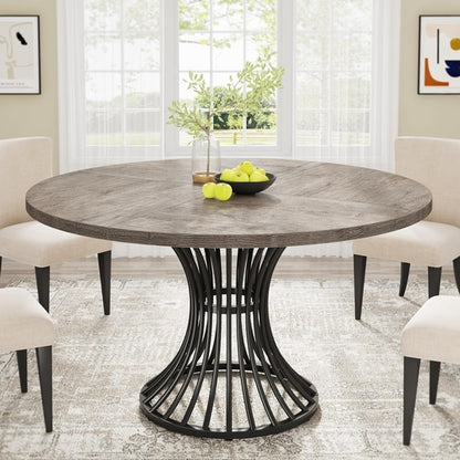 Round Dining Table for 4-6 People, 47-Inch Grey