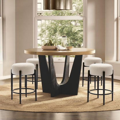 Modern Bar Stools Set of 2, 24" Sherpa Counter Height Stools with