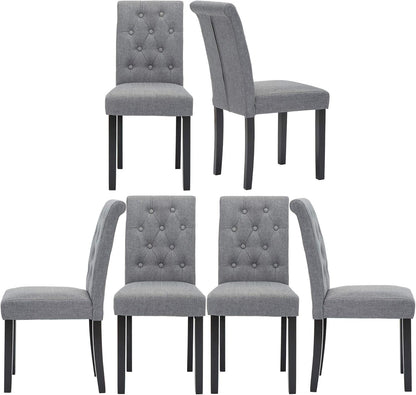 Set of 6 Chairs Upholstered Fabric Dining Chairs with Button-Tufted