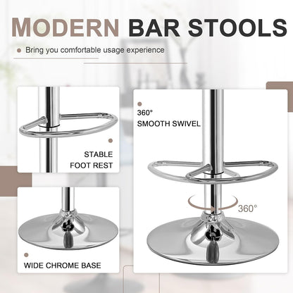 Adjustable Bar Stools Set of 2, Bar Height Stools for Kitchen Counter