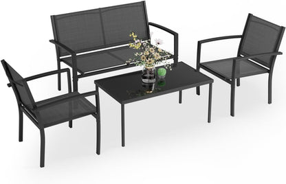 4 Pieces Patio Furniture Set, Outdoor Conversation Sets for Patio,