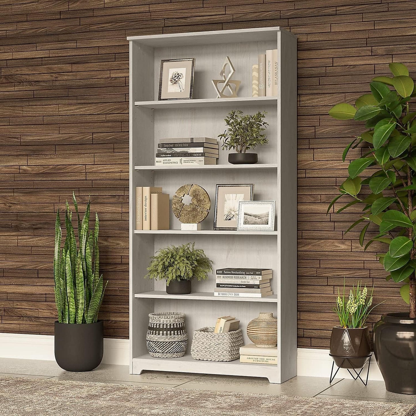 Bush Furniture Cabot Tall 5 Shelf Bookcase | Large Open Bookshelf in