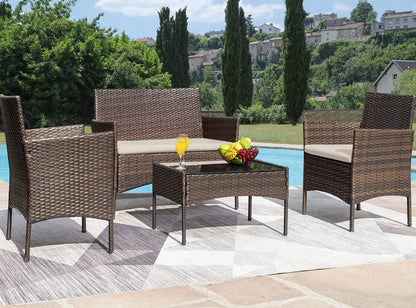 Patio Furniture 4 Pieces Conversation Sets Outdoor Wicker Rattan