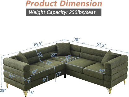 81 Inch Oversized Corner Sofa, L Shaped Sectional Couch, 5 Seater