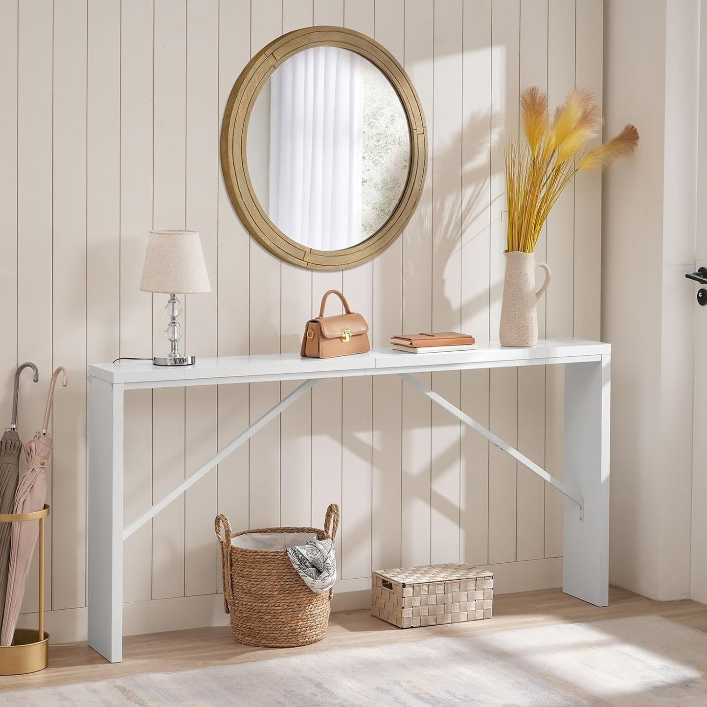 Console Table, 62.2" Long Sofa Table behind Couch, Narrow Entryway