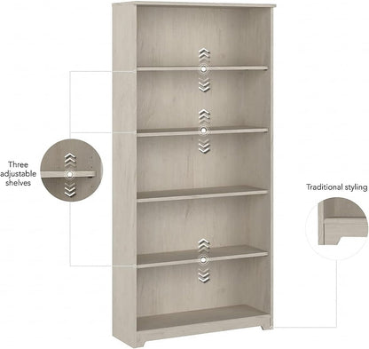 Bush Furniture Cabot Tall 5 Shelf Bookcase | Large Open Bookshelf in