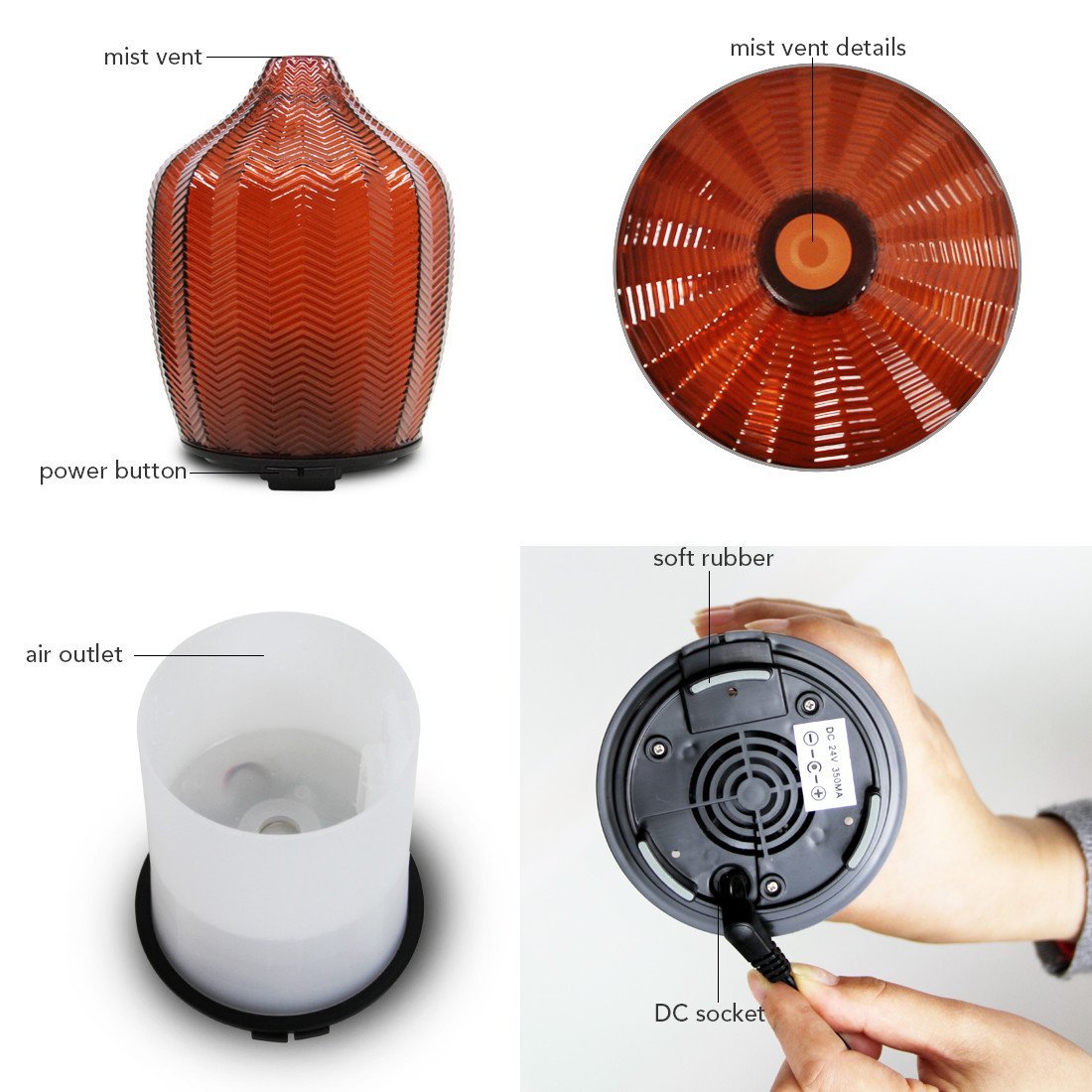 Dark Red Glass Ultrasonic Aroma diffusers