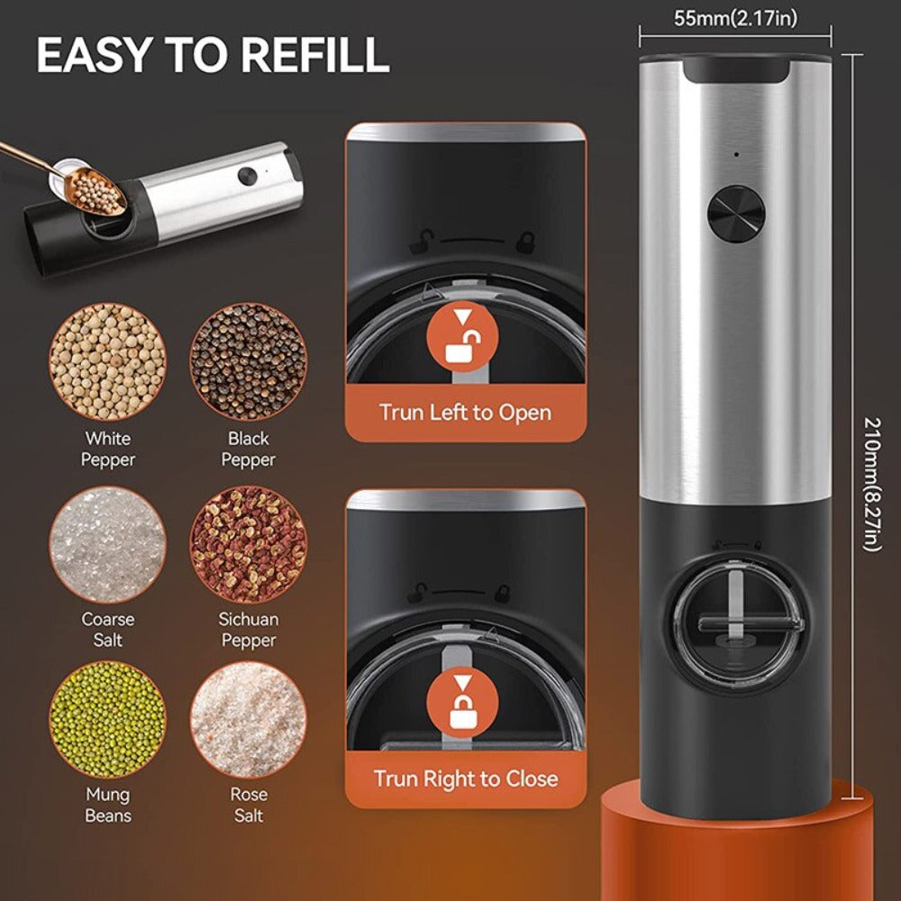 Electric Salt Grinder 2 Bottles Set