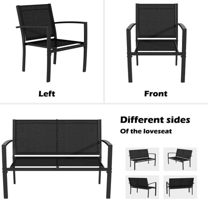 4 Pieces Patio Furniture Set, Outdoor Conversation Sets for Patio,