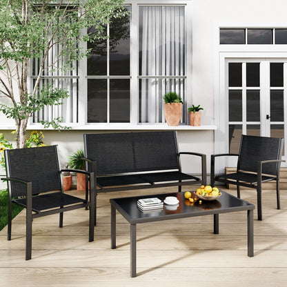 4 Pieces Patio Furniture Set, Outdoor Conversation Sets for Patio,