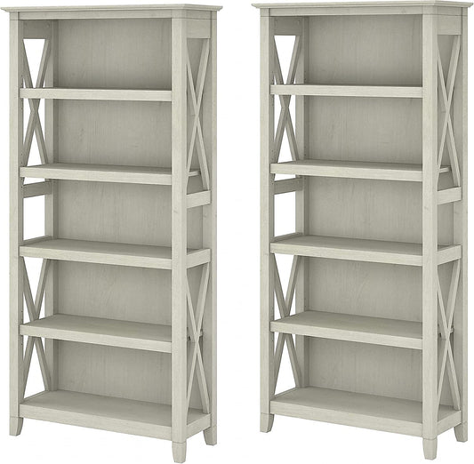 Linen White Oak Bookcase Set by Bush Furniture