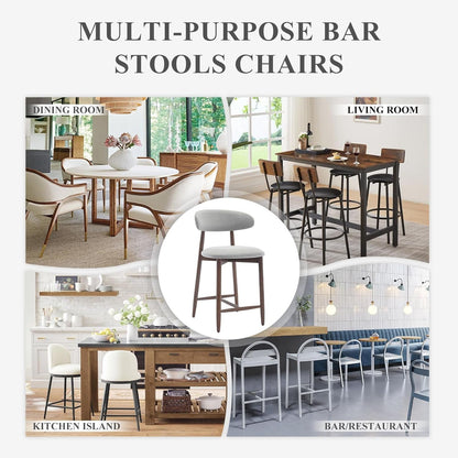 Bar Stools Set of 3, Counter Height Barstools with Back, Upholstered