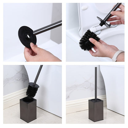 Sleek Black WallMount Toilet Brush  Modern Durable Design