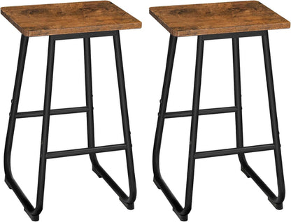 Bar Stools, 26'' Bar Stools with Footrest, Set of 2 Industrial Bar