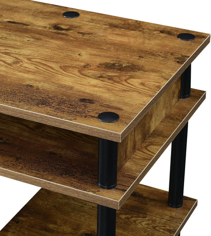 Barnwood/Black Student Desk with Shelves, No Tools