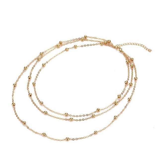 Three Layer Beaded Choker Necklace