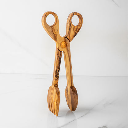 Handmade Olive Wood Salad Tongs | Eco-Friendly Serving Utensils