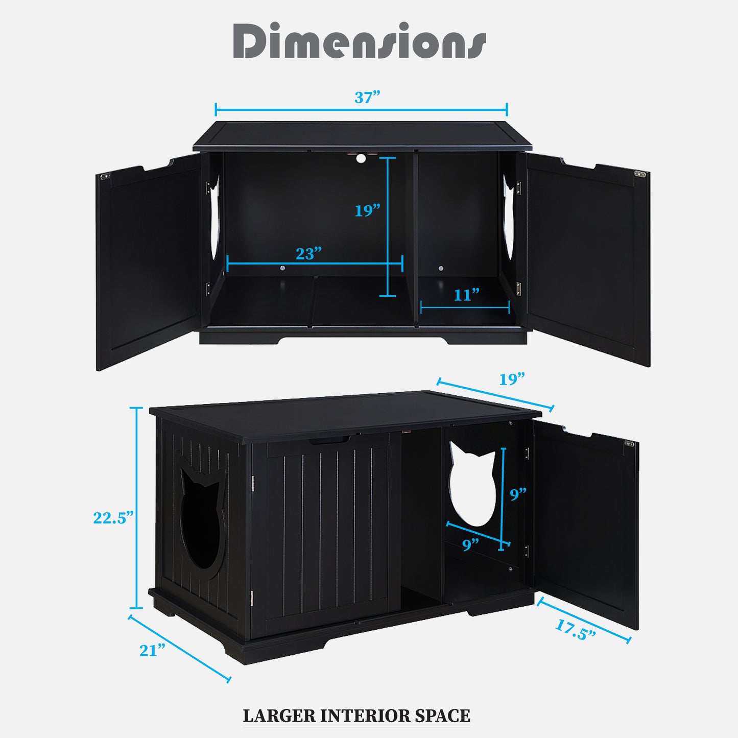 X-Large Cat Washroom Bench Litter Box Enclosure Furniture Box House