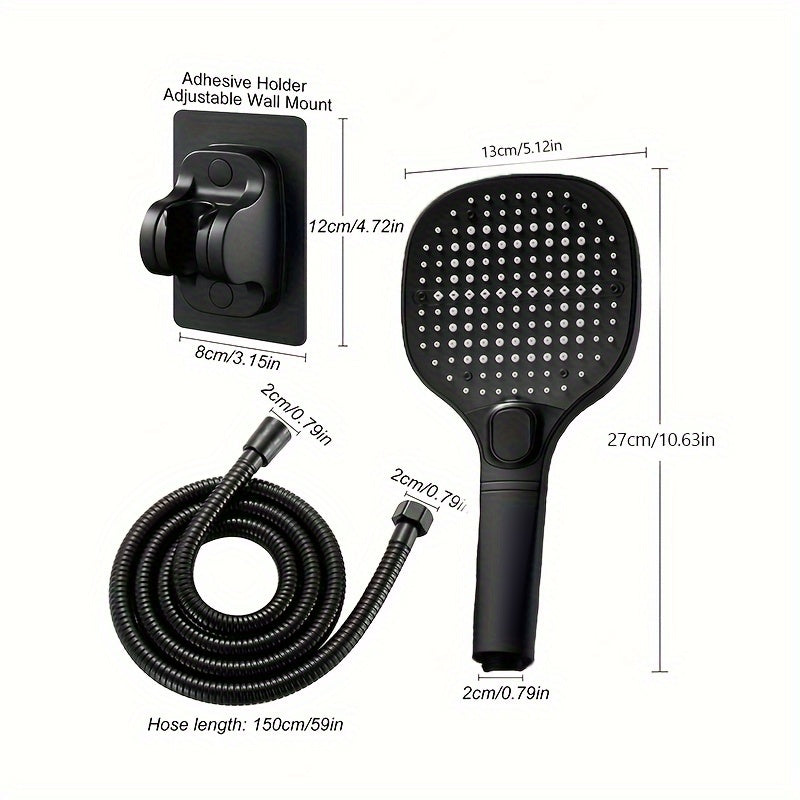 Elegant 3Mode HighPressure Shower Set with NoDrill Mount