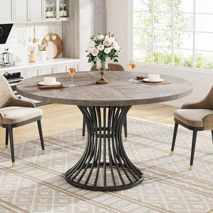 Round Dining Table for 4-6 People, 47-Inch Grey