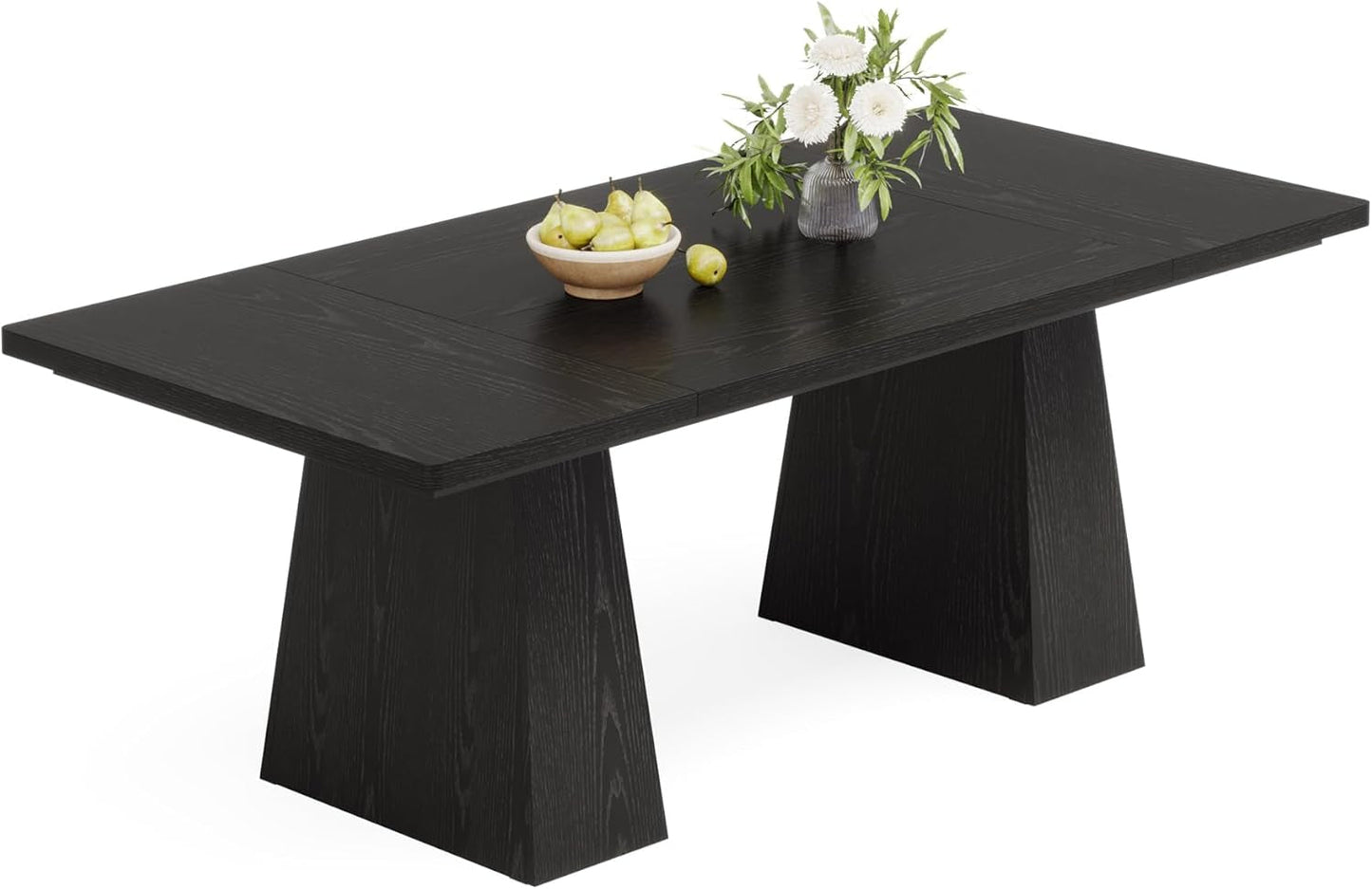 63-Inch Black Dining Table for 4-6, Modern Kitchen Table with Sturdy