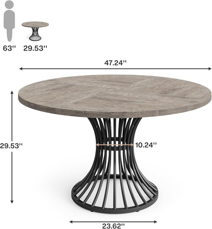 Round Dining Table for 4-6 People, 47-Inch Grey