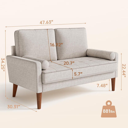 Modern Ashbeige Loveseat for Small Spaces