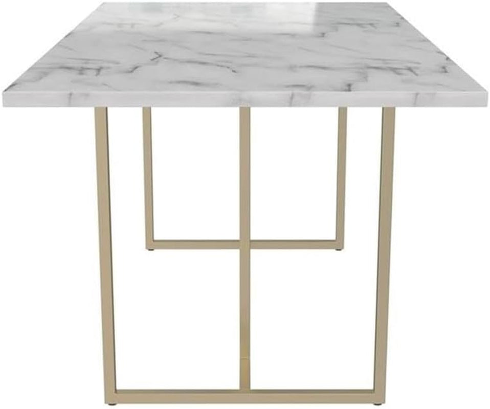 Cosmoliving Astor Dining Table, White Marble Top with Gold Legs